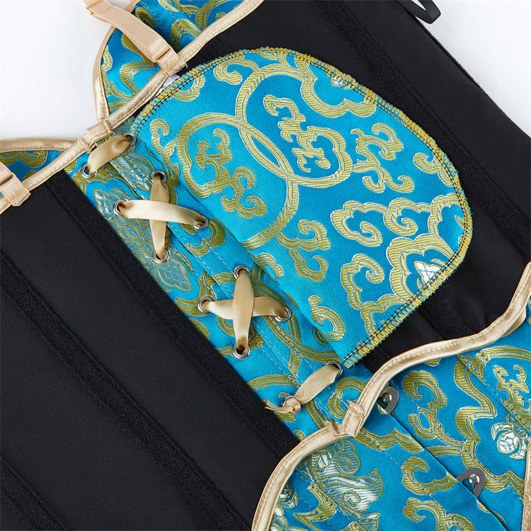 Turquoise Gold Strappy Corset Top, alternate view 4