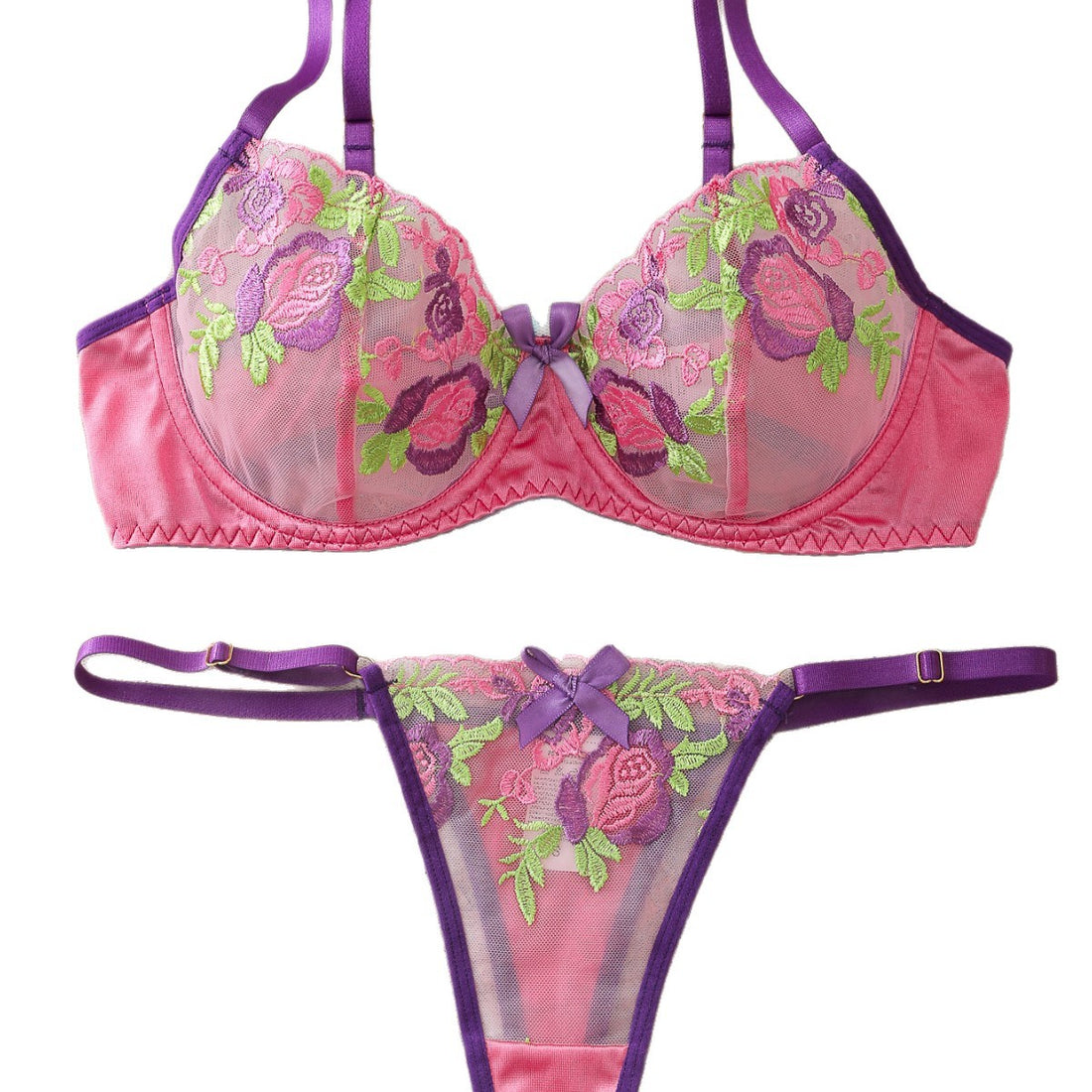 Pastel Floral Bra and Bottom Lingerie Set, alternate view 5