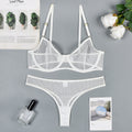 With Top Sheer Mesh Two-Piece Lingerie Set - Alternate View