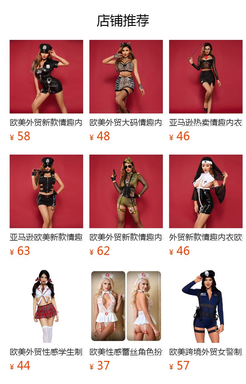 Uniform Costume Lingerie Set With Mini Skirt and Headband - Alternate View