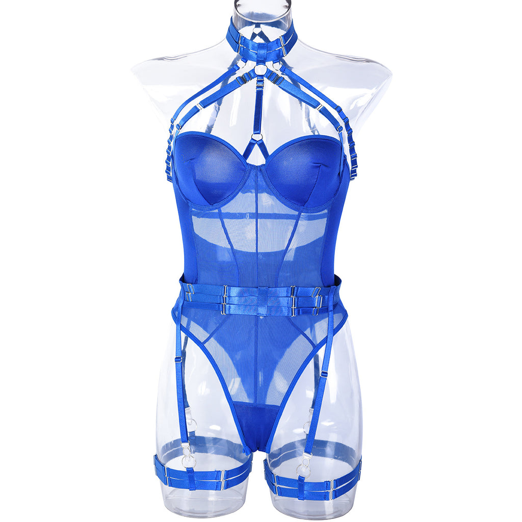 White Sheer Mesh Teddy Bodysuit - Alternate View
