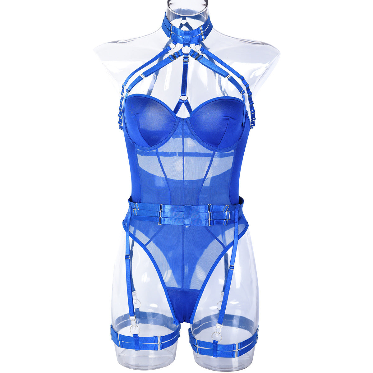White Sheer Mesh Teddy Bodysuit - Alternate View