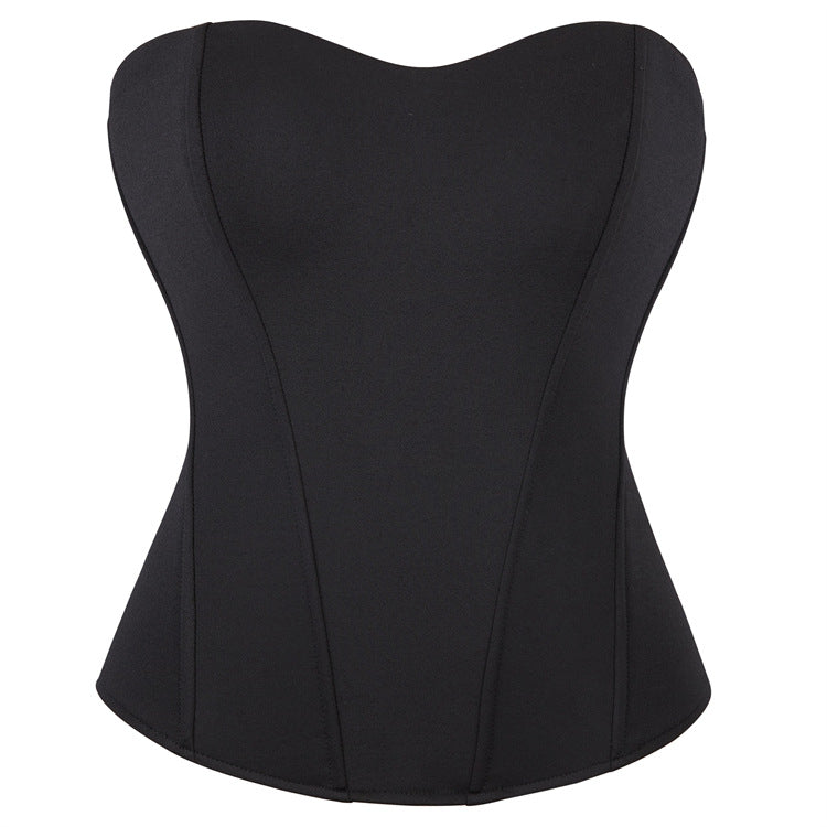 Black Smooth Strapless Corset Top