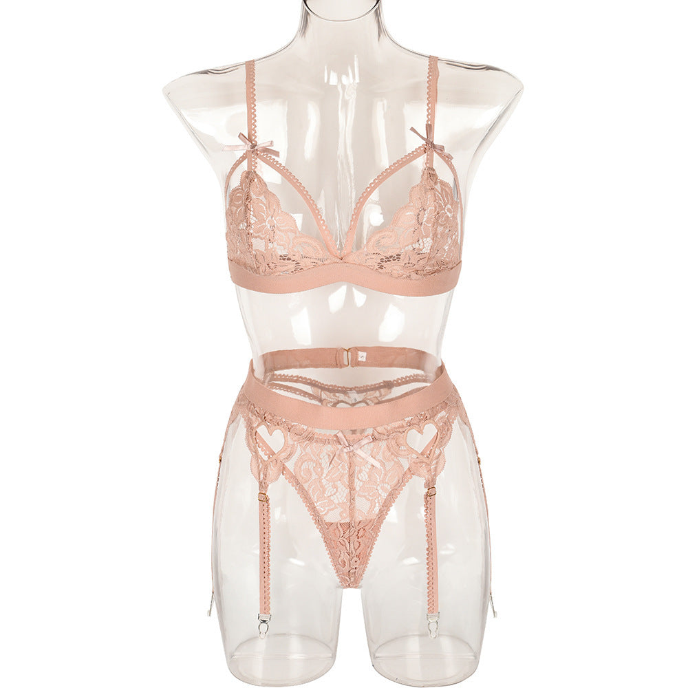 White Strappy Three-Piece Lingerie Set - Alternate View