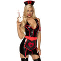 Black Uniform Costume Lingerie Set With Headband and Stockings - Back View