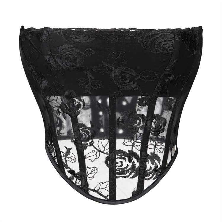 Black Lace Overlay Underbust Corset Top