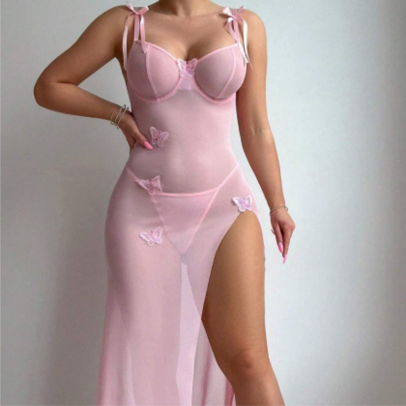 Blue Butterfly Mesh Chemise Nightdress, alternate view 3