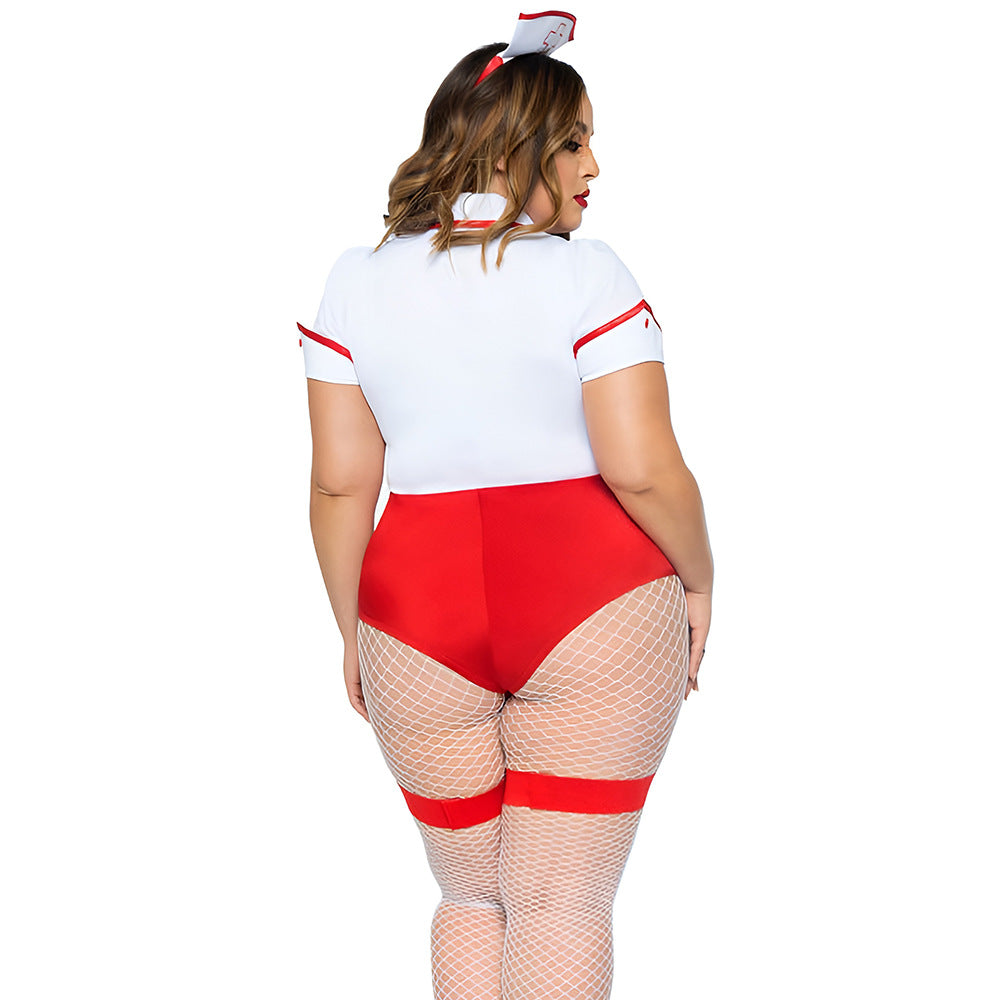 European and American plus-size nurse uniform seductive sexy suit Halloween female nurse uniform cosplay costume cross-border