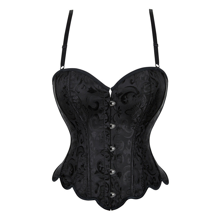 Black Jacquard Front-Lace Corset Top