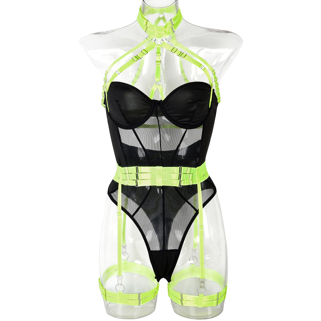 White Sheer Mesh Teddy Bodysuit - Alternate View