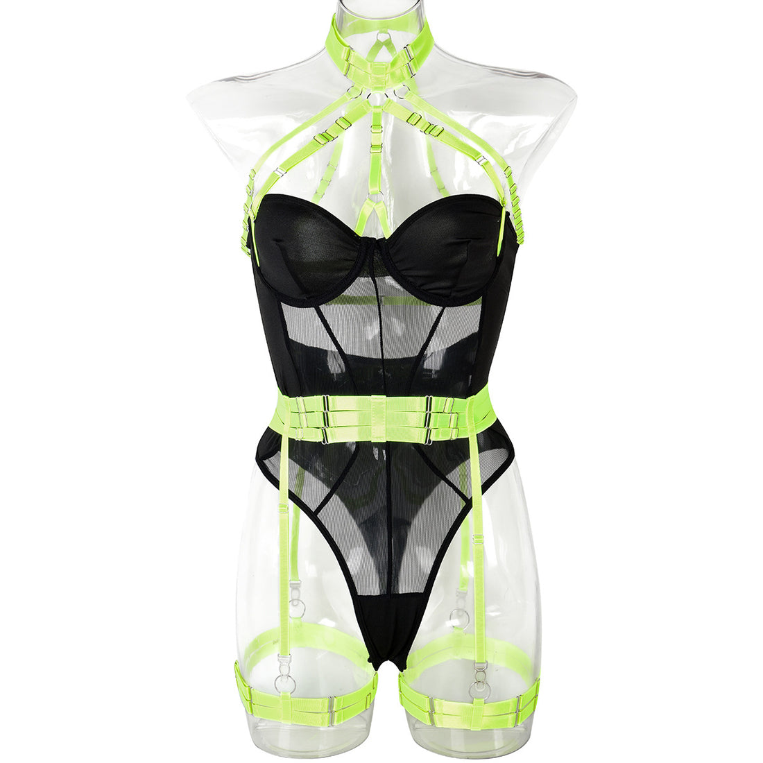 White Sheer Mesh Teddy Bodysuit - Alternate View