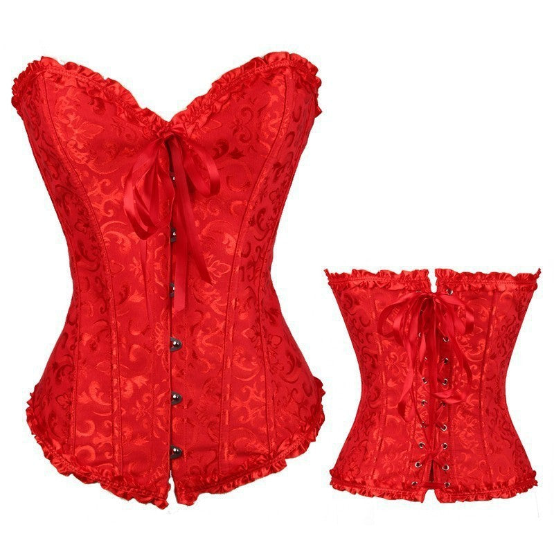 Pink Floral Lace-Up Corset Top, alternate view 4