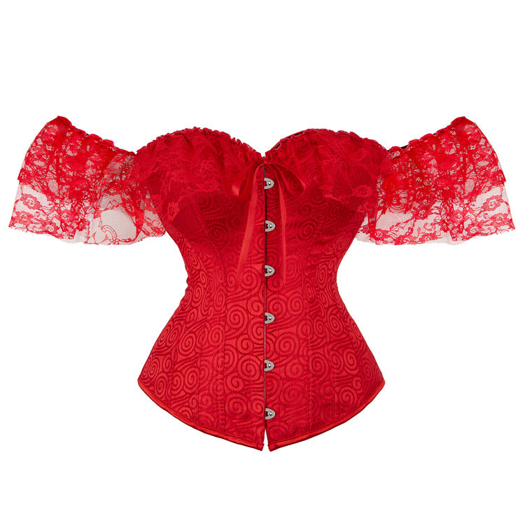 Black Lace Off-Shoulder Corset Top, alternate view 6