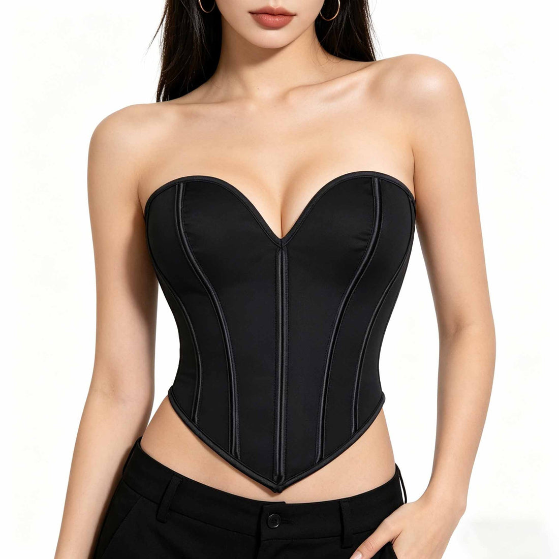 Black Sweetheart Strapless Corset Top