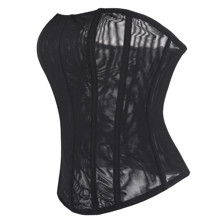 Black Sheer Back-Zip Corset Top, alternate view 2