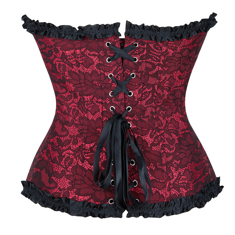 Burgundy Lace-Up Strapless Corset Top, alternate view 3