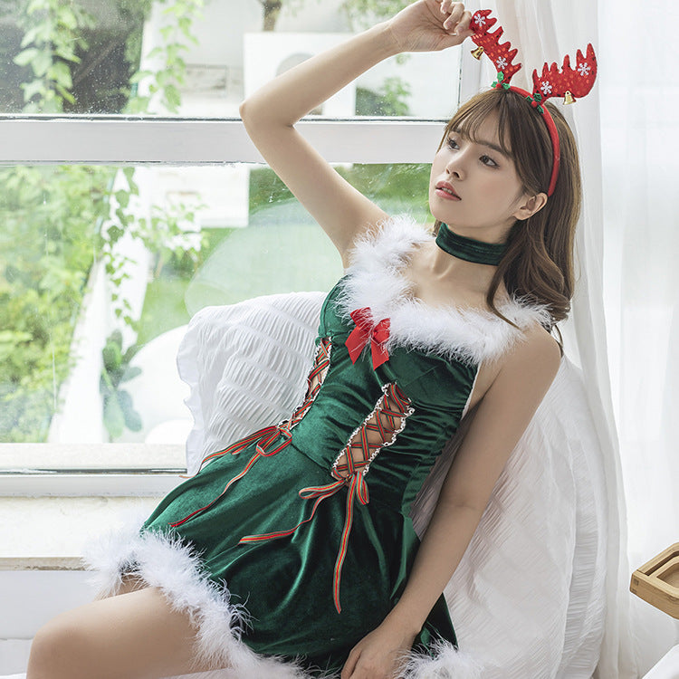 Bunny Costume Lingerie Set With Mini Dress and Mini Skirt and Bra - Alternate View