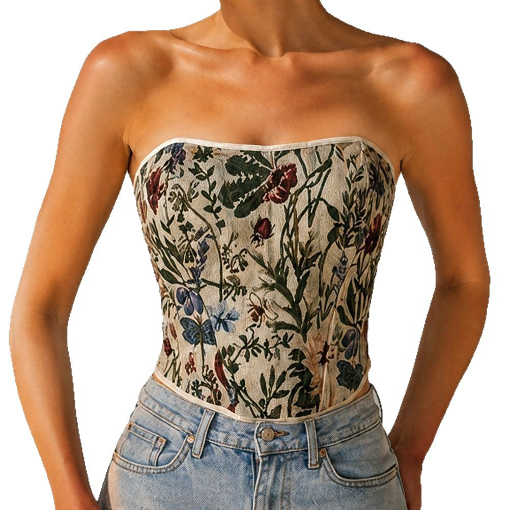 Ivory Floral Strapless Corset Top, alternate view 5