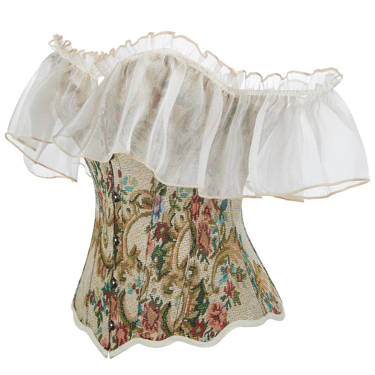 Floral Off-Shoulder Back-Zip Corset Top, alternate view 2