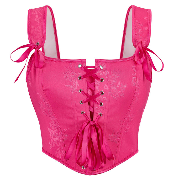 Hot Pink Lace-Up Corset Top