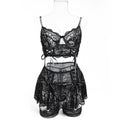 Navy Blue Strappy Three-Piece Lingerie Set - Alternate View