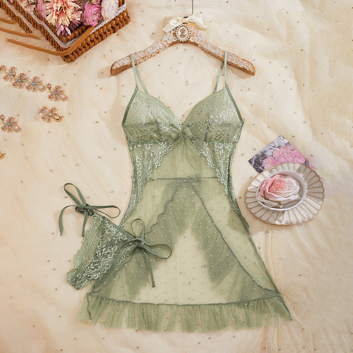 Light Green Chemise Nightdress - Alternate View