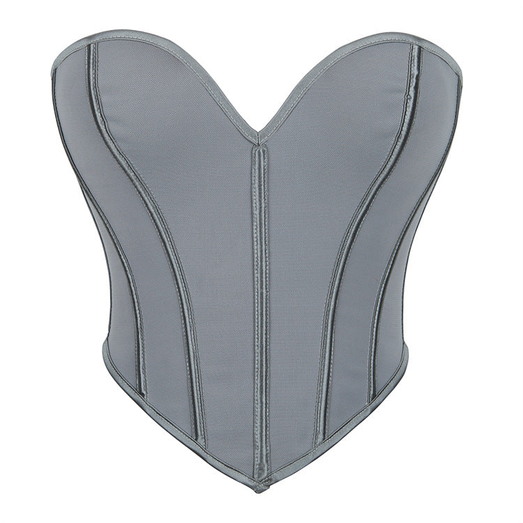 Black Faux-Leather Strapless Corset Top, alternate view 4