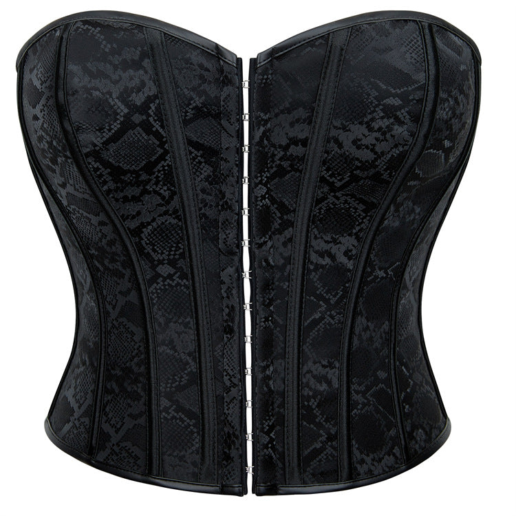 Black Floral Jacquard Strapless Corset Top