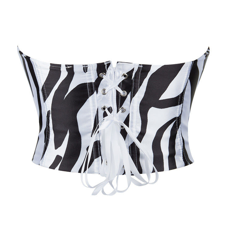 Zebra Print Strapless Corset Top, alternate view 3