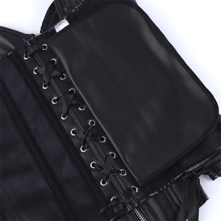 Black Leather-Look Zip Corset Top, alternate view 4