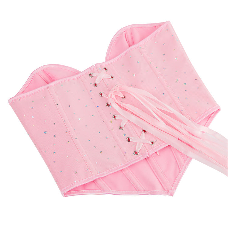 Pink Rhinestone Strapless Corset Top, alternate view 5