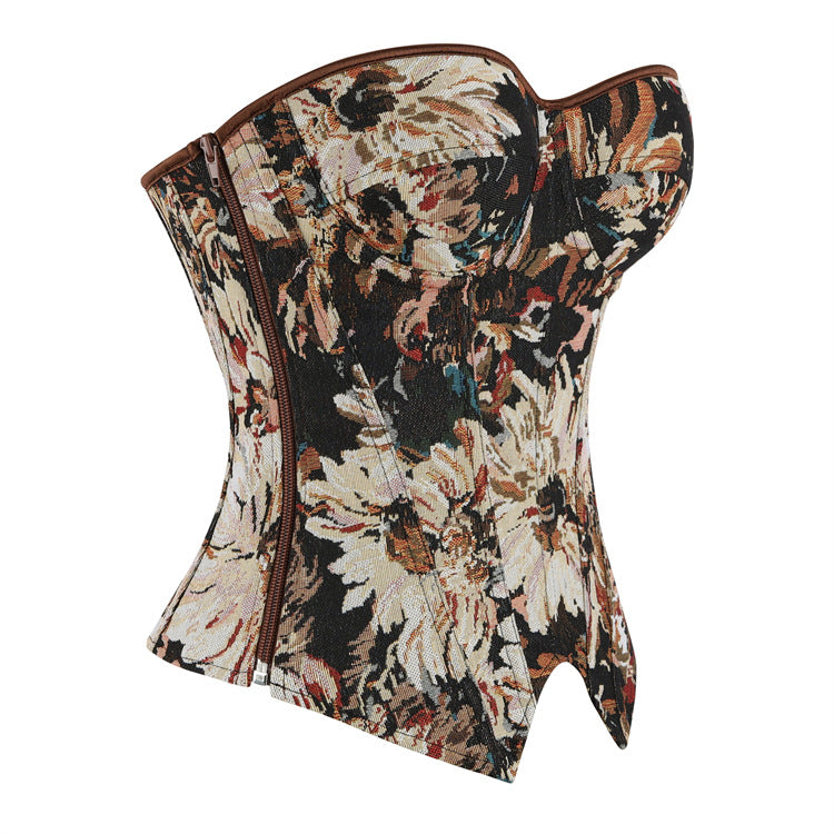 Black Floral Tapestry Corset Top, alternate view 2
