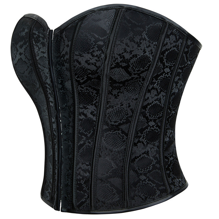Black Floral Jacquard Strapless Corset Top, alternate view 2