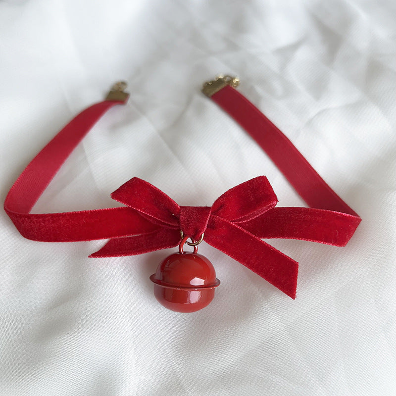 Bow fleece strap catgirl bell bow tie chocker christmas red mesh socks women's sexy underwear accessories