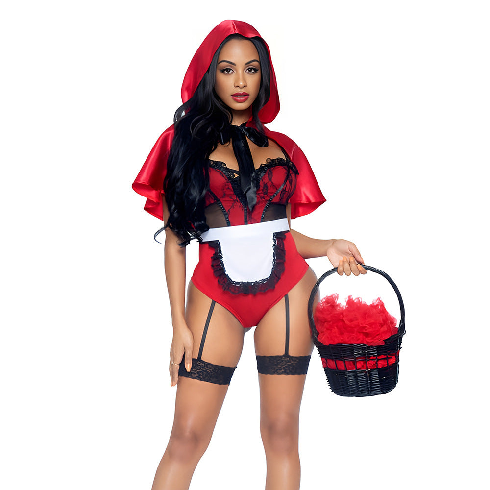 Uniform-Inspired Costume Lingerie Set With Apron - Alternate View