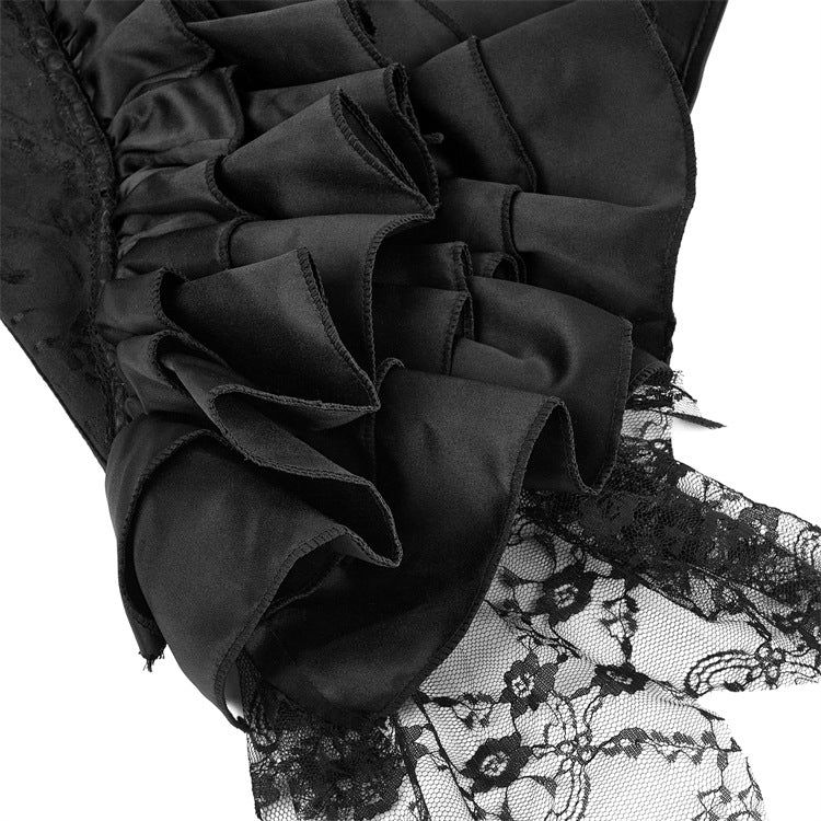 Black One-Shoulder Ruffle Corset Top, alternate view 4