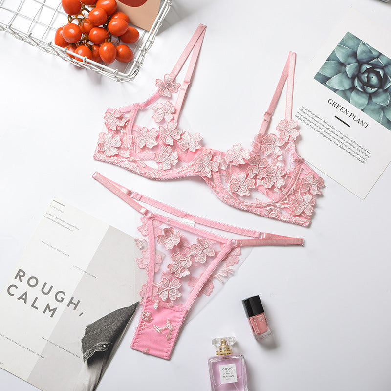 White Floral Lace Lingerie Set - Alternate View