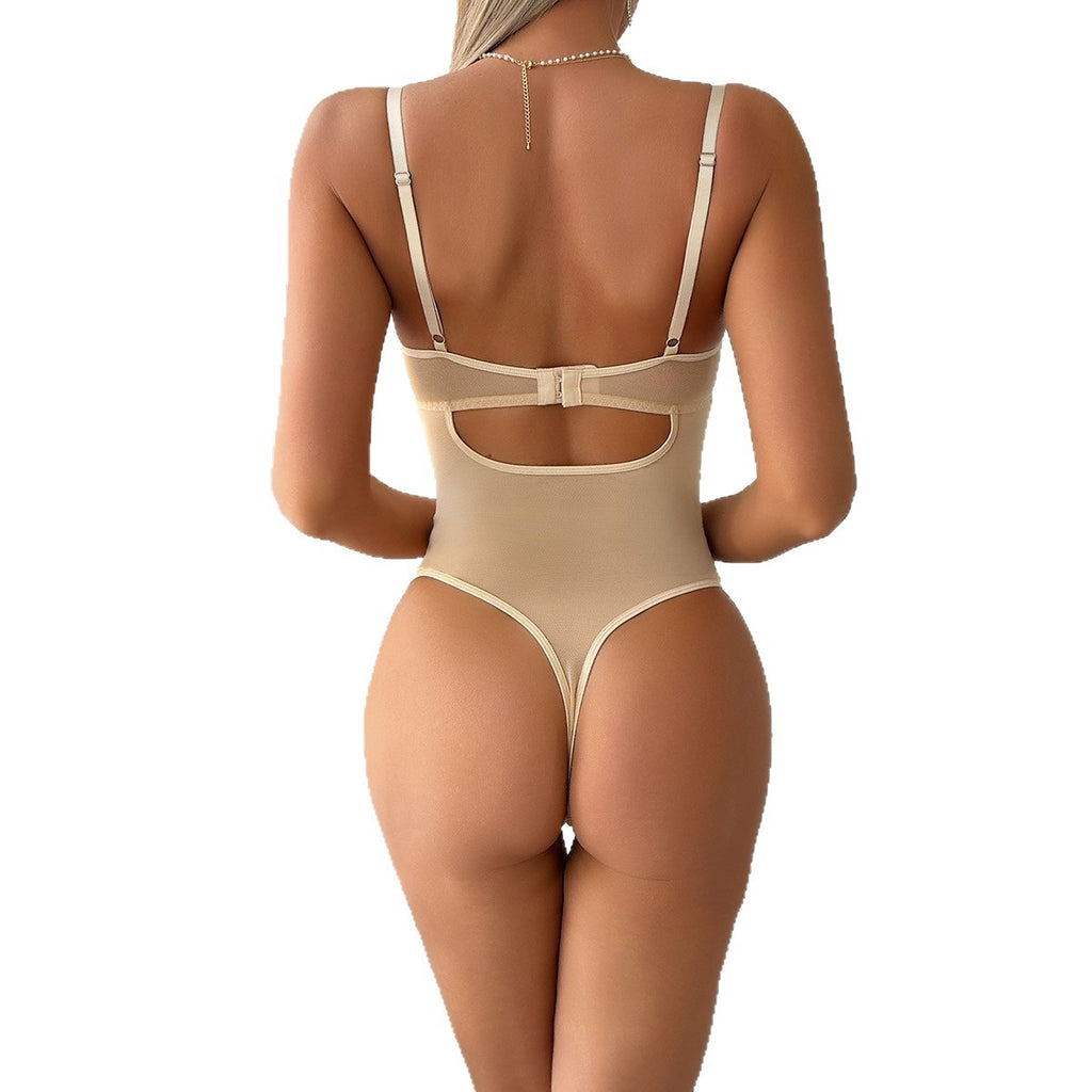 Apricot Butterfly Teddy Bodysuit - Styled View