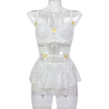 White Lace Four-Piece Lingerie Set - Secret Hour lingerie
