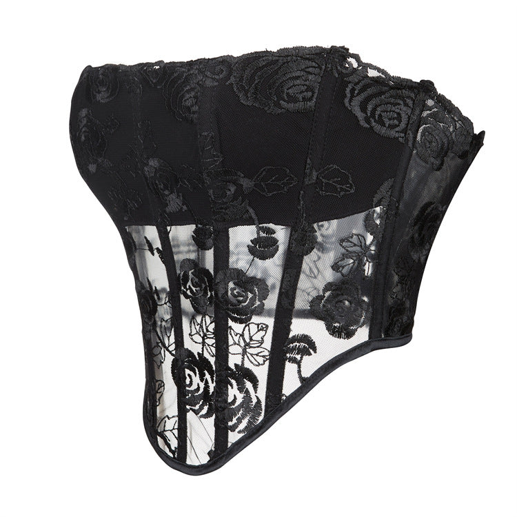 Black Lace Overlay Underbust Corset Top, alternate view 2