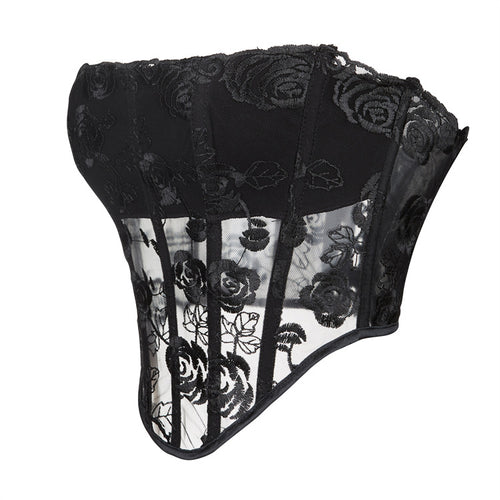 Black Lace Overlay Underbust Corset Top, alternate view 2