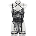 Wine Red Sheer Mesh Teddy Bodysuit - Alternate View