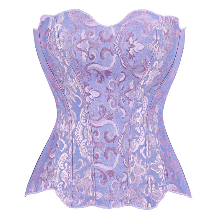 Lavender Jacquard Strapless Corset Top