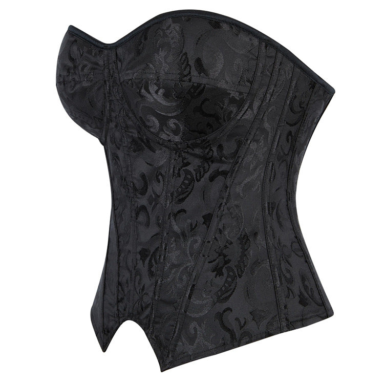 Black Tonal Jacquard Strapless Corset Top, alternate view 2