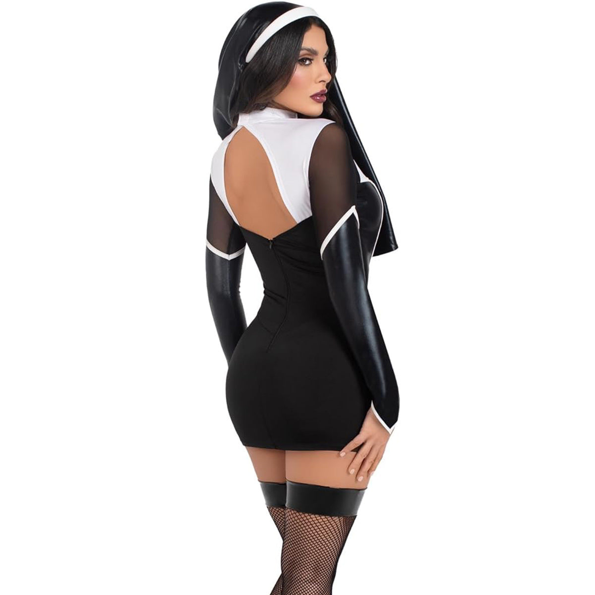 Uniform-Inspired Costume Lingerie Set With Hat - Back View