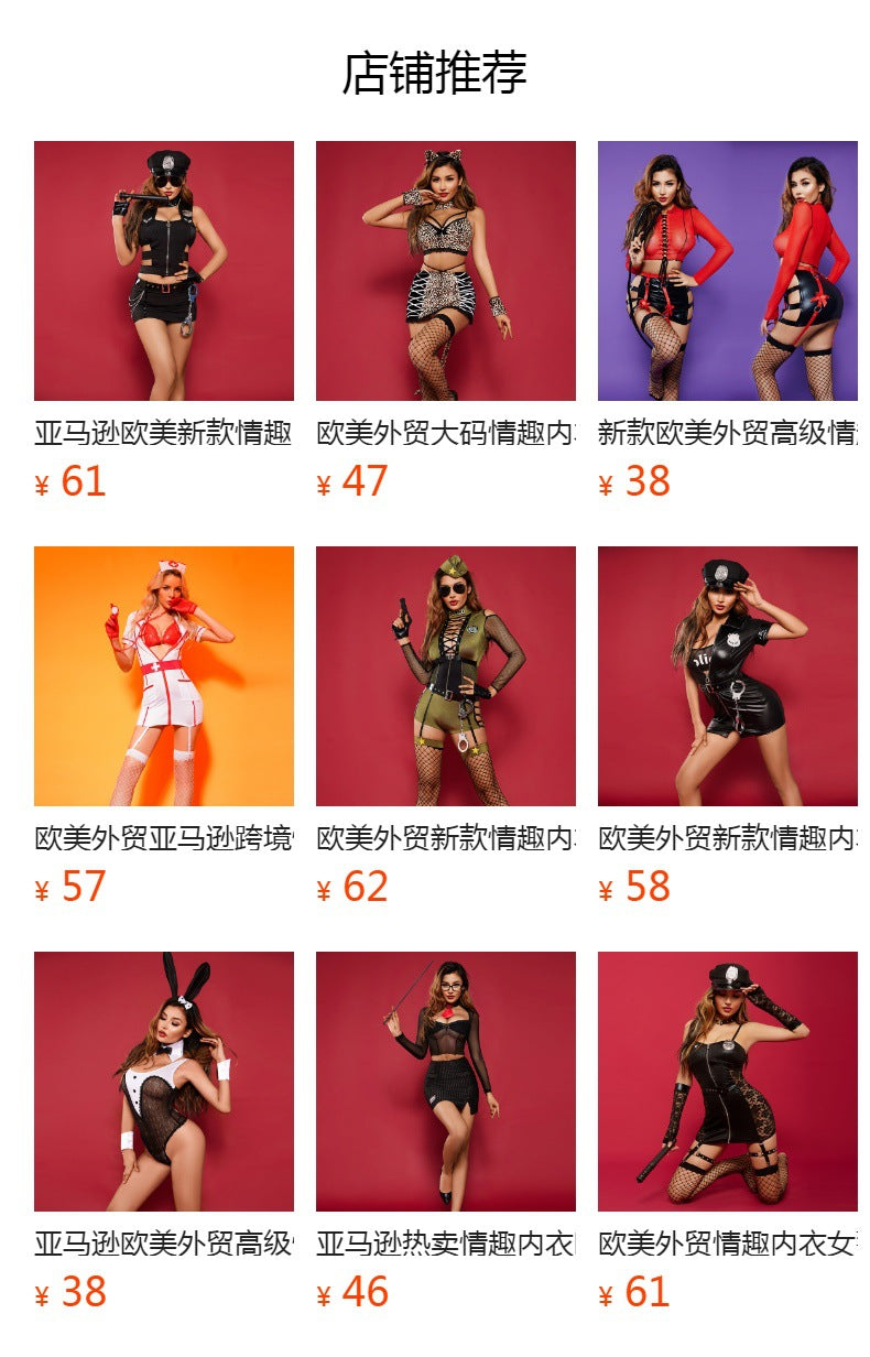 Uniform-Inspired Costume Lingerie Set With Mini Dress - Alternate View