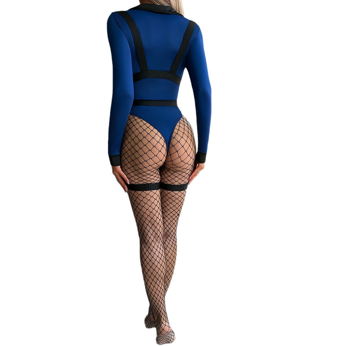 Blue Strappy Costume Lingerie Set - Styled View