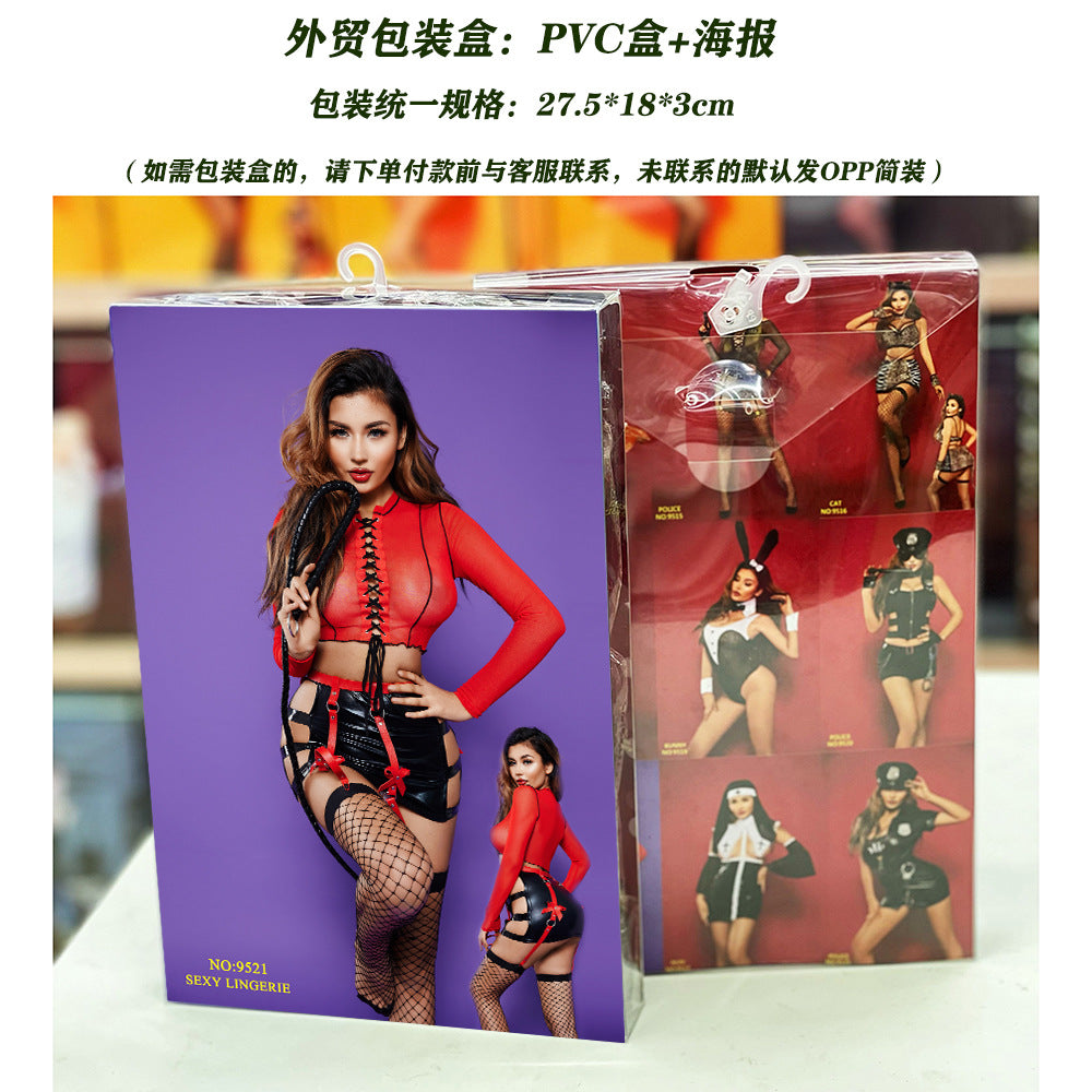 Uniform-Inspired Costume Lingerie Set With Stockings - Alternate View