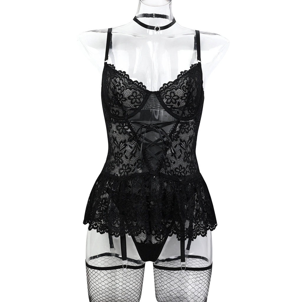Boutique Black Lace Trim Chemise Nightdress - Alternate View