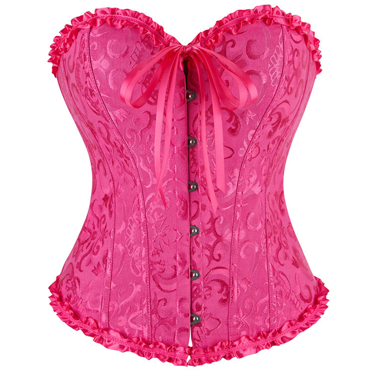 Orange Jacquard Strapless Corset Top, alternate view 4